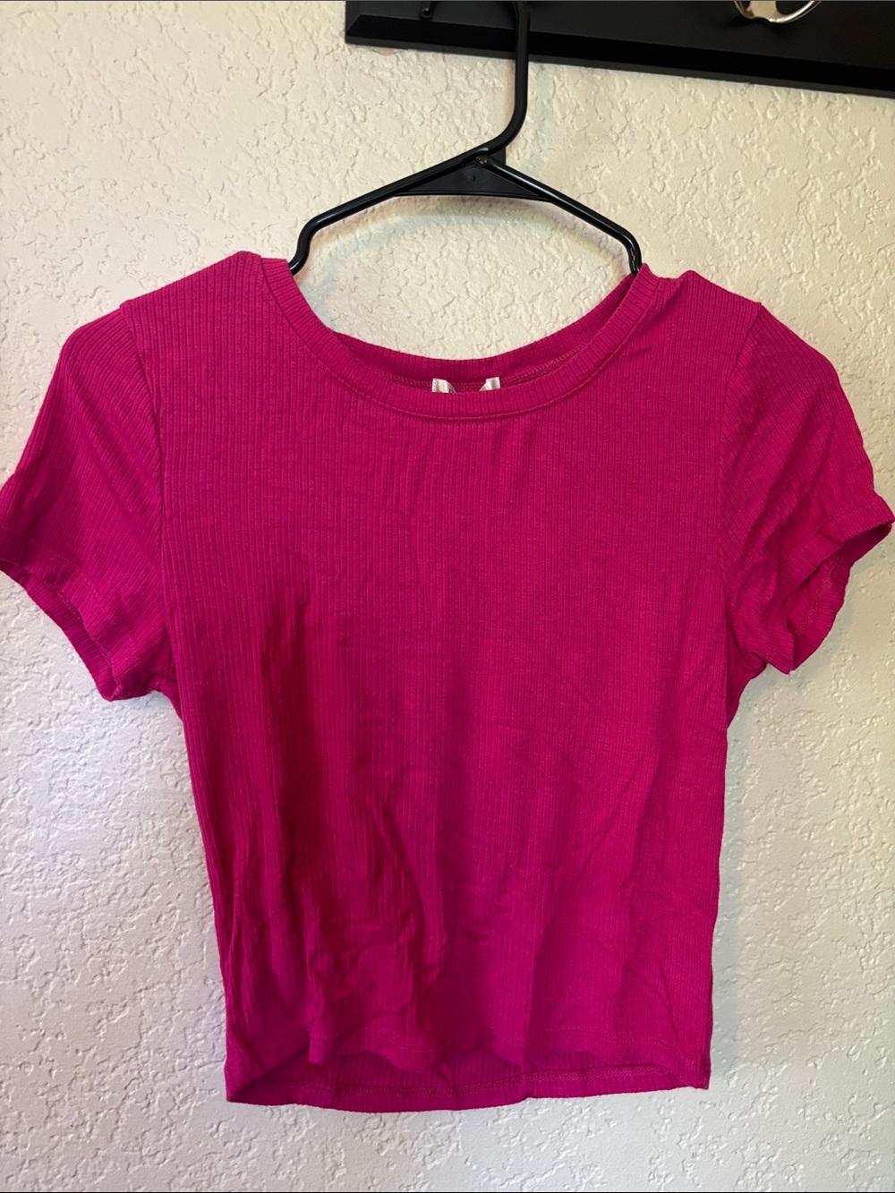 Bozzolo Short Sleeve Ribbed Tee - Hot Pink